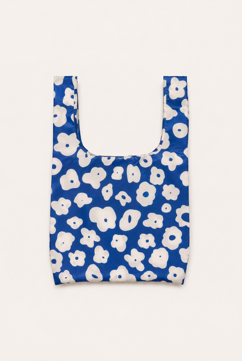 Foldie Tote - Celeste in Cobalt & Cream