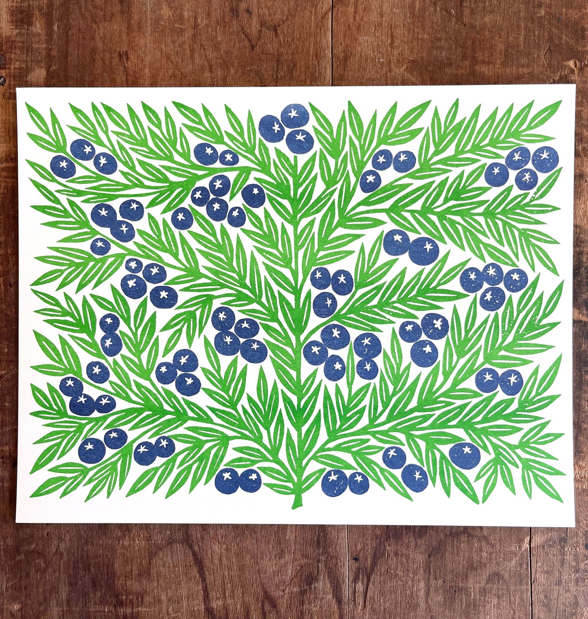 Blueberries Risograph Print