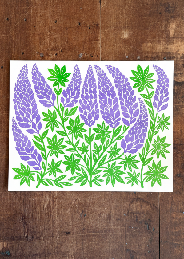 Lupines Risograph Print