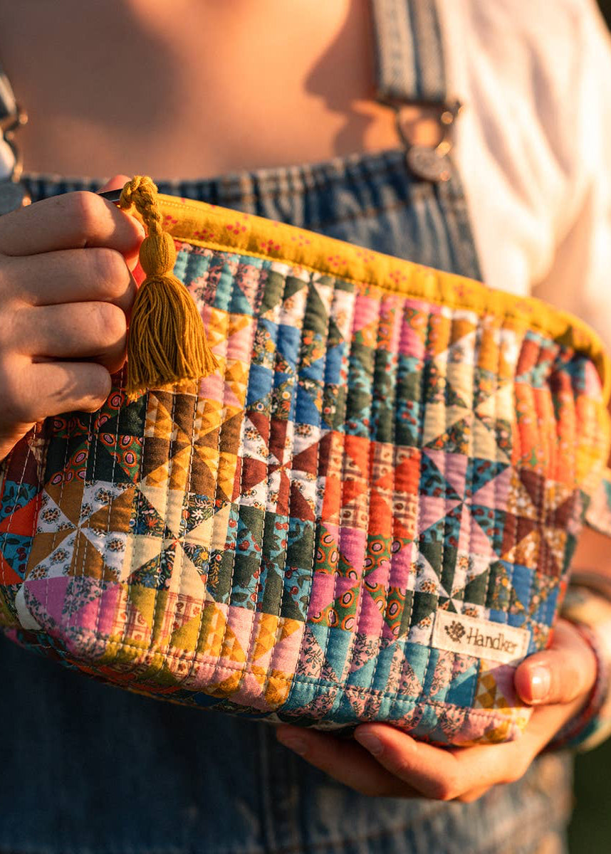 Calico Quilted Zipper Pouch