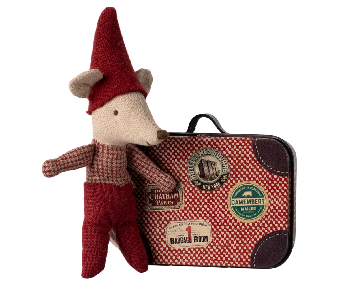 Christmas Mouse Baby in Suitcase