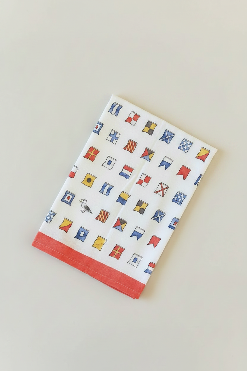 Nautical Flags with Sea Gull Tea Towel