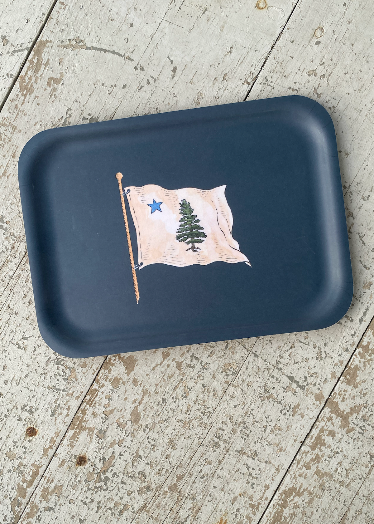 1901 Maine Flag Wooden Tray