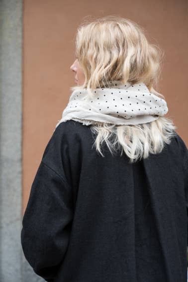 Tuz Fringe Scarf Natural Dot