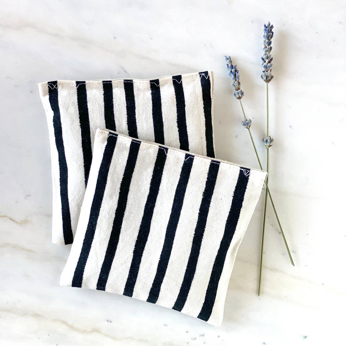 Black and White Painted Stripes Lavender Sachet Bundle