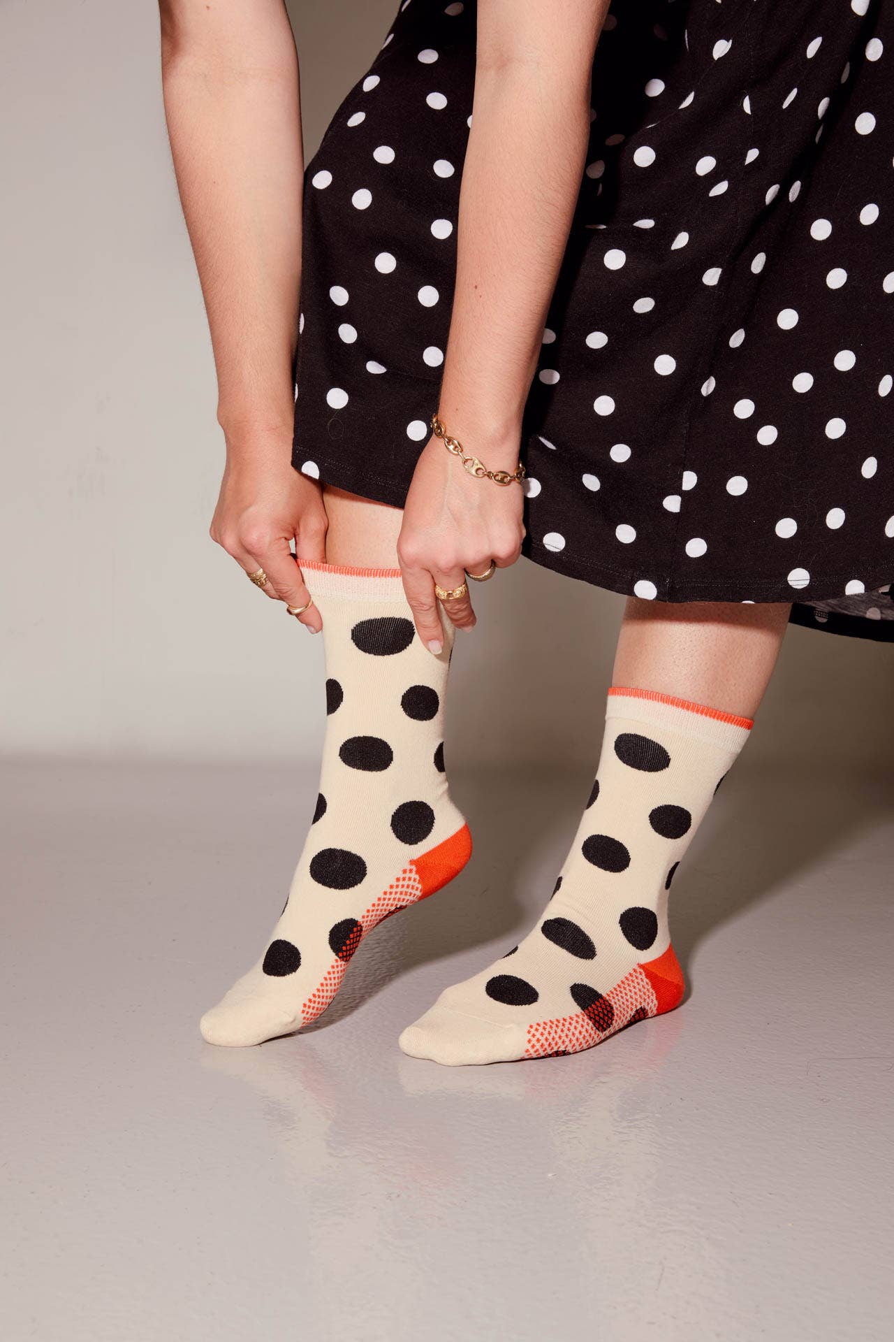 Cream Panhandle Classic Dot Crew Socks