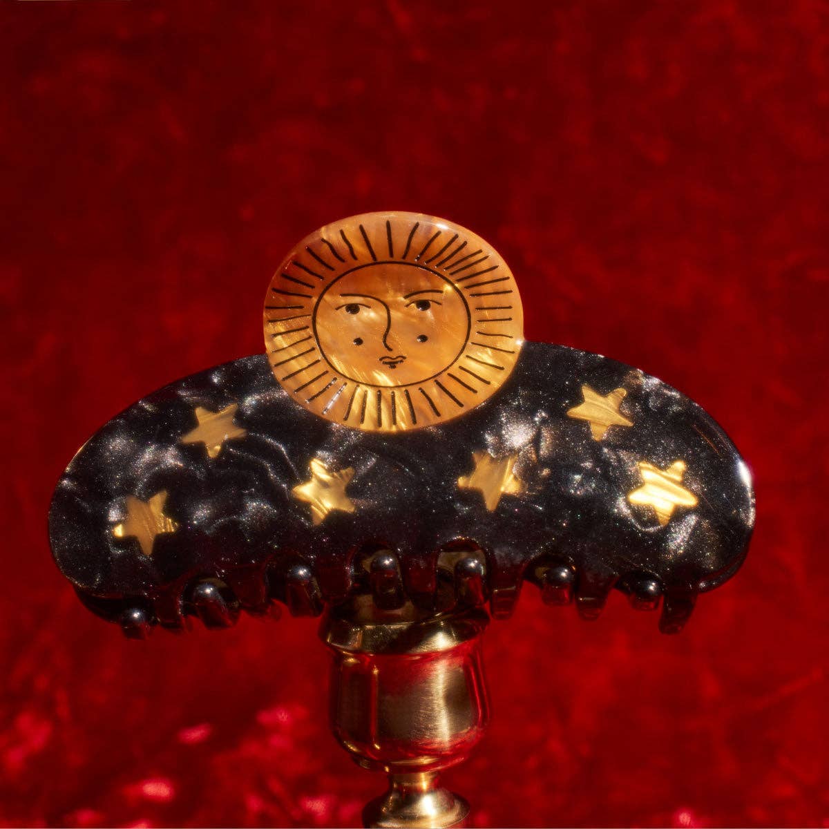 Sun and Stars Claw - Gold and Black Celestial Astrology Clip