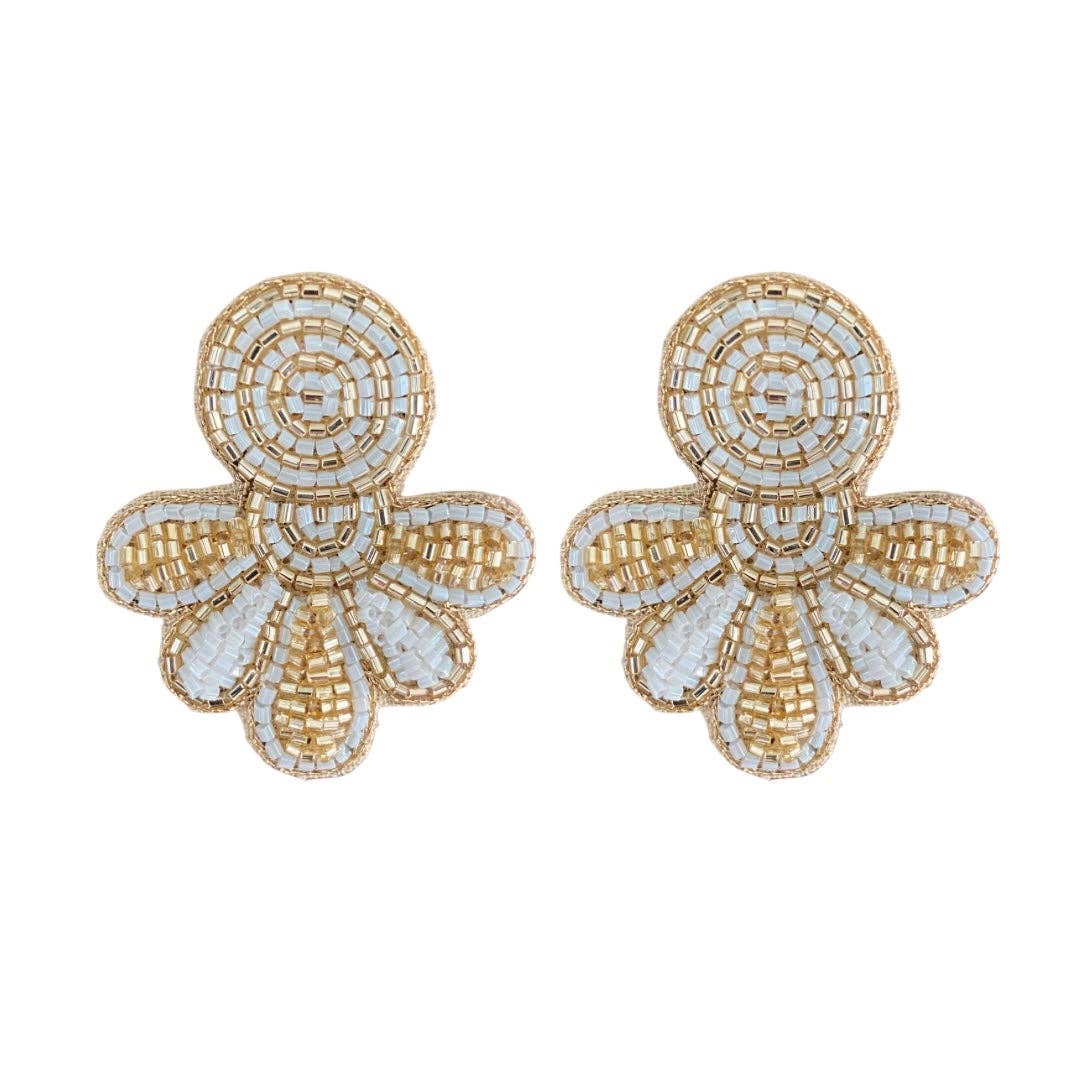 Love Studs in Shiny Gold/White