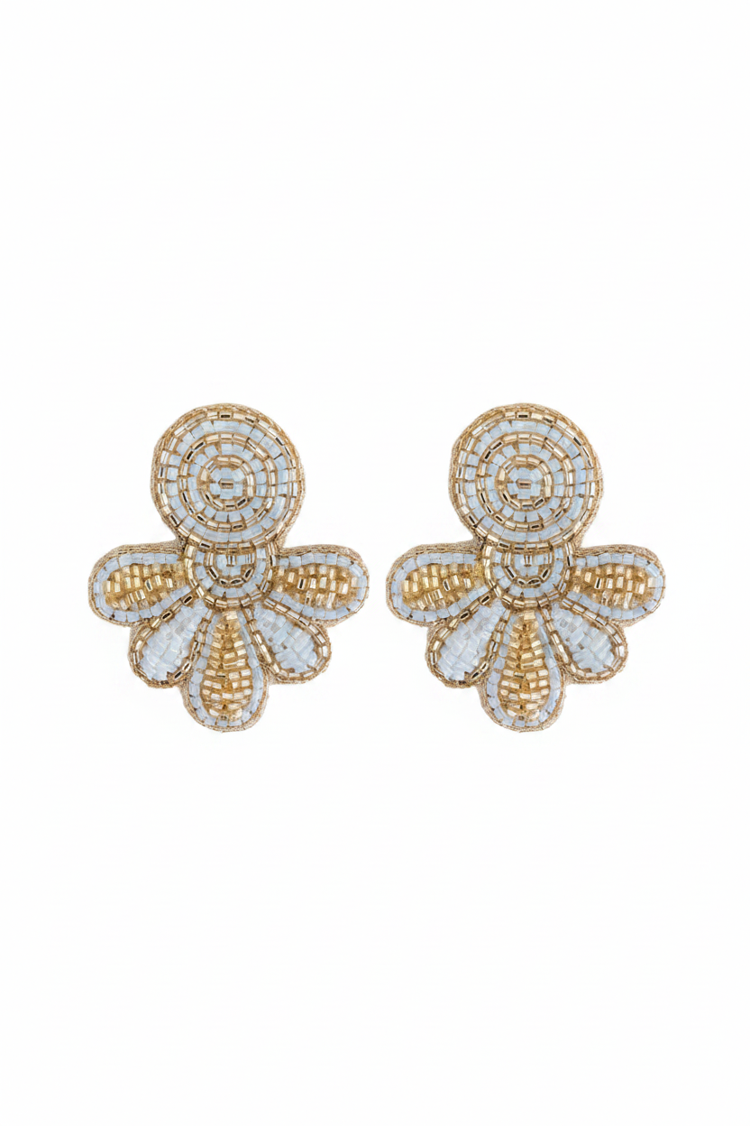 Love Studs in Shiny Gold/White
