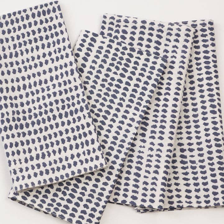 Charcoal Dot Block Printed Napkins Set of 4