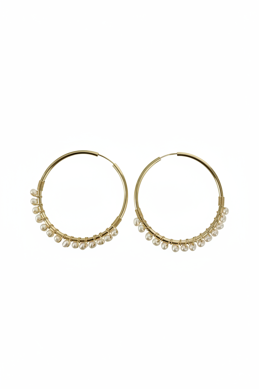 Pearl Gold Hoops