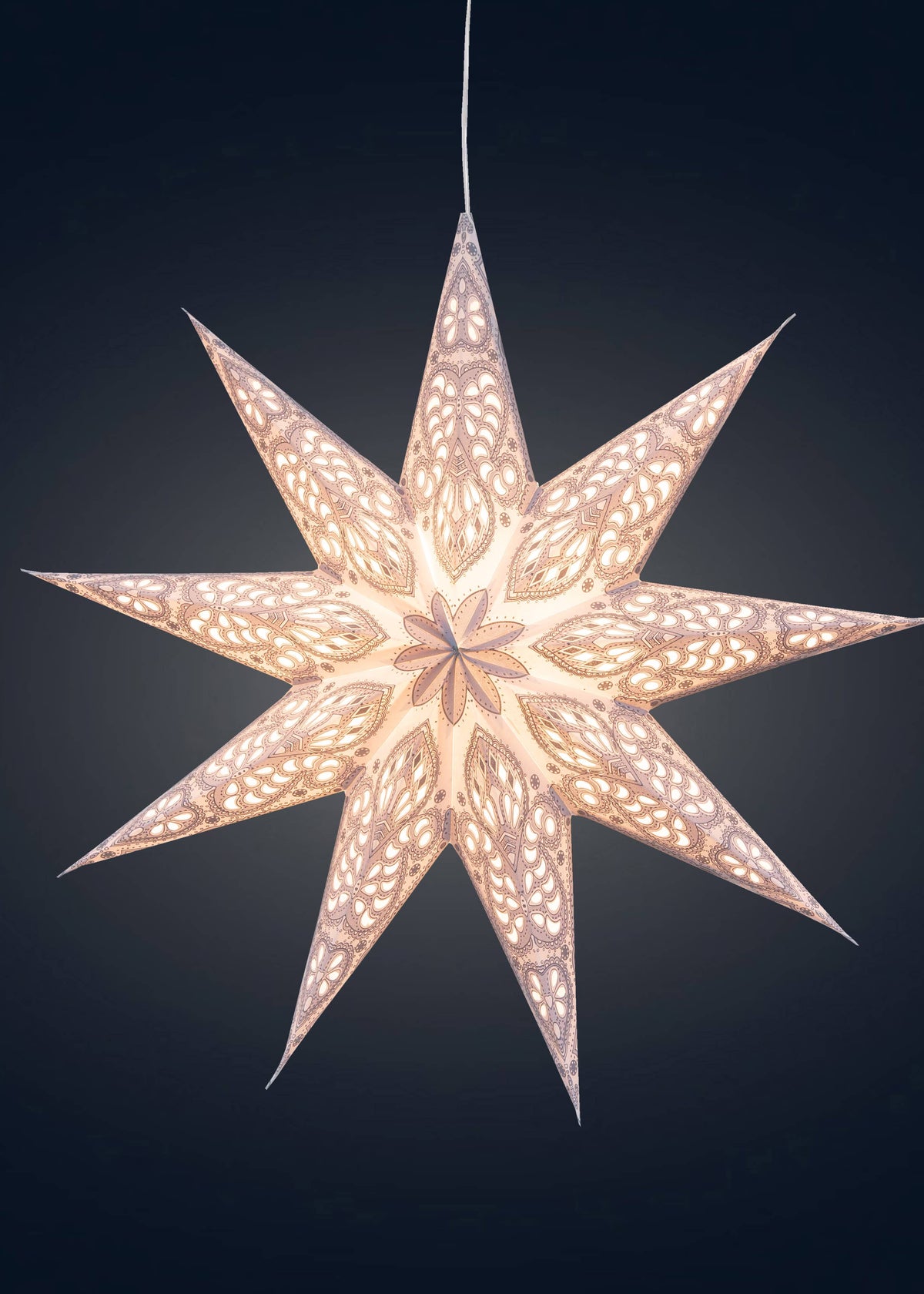 Phoenix ~ 9 Pointer, 17", White Paper Star Lantern Light Paper Star Lantern Light