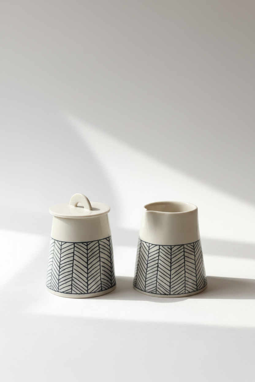 Herringbone Creamer + Sugar Set