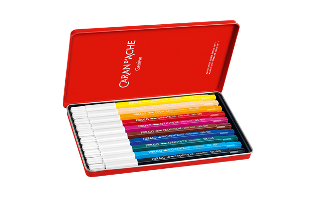 Set of 10 FIBRALO™ Fibre Pen Markers in Metal Box