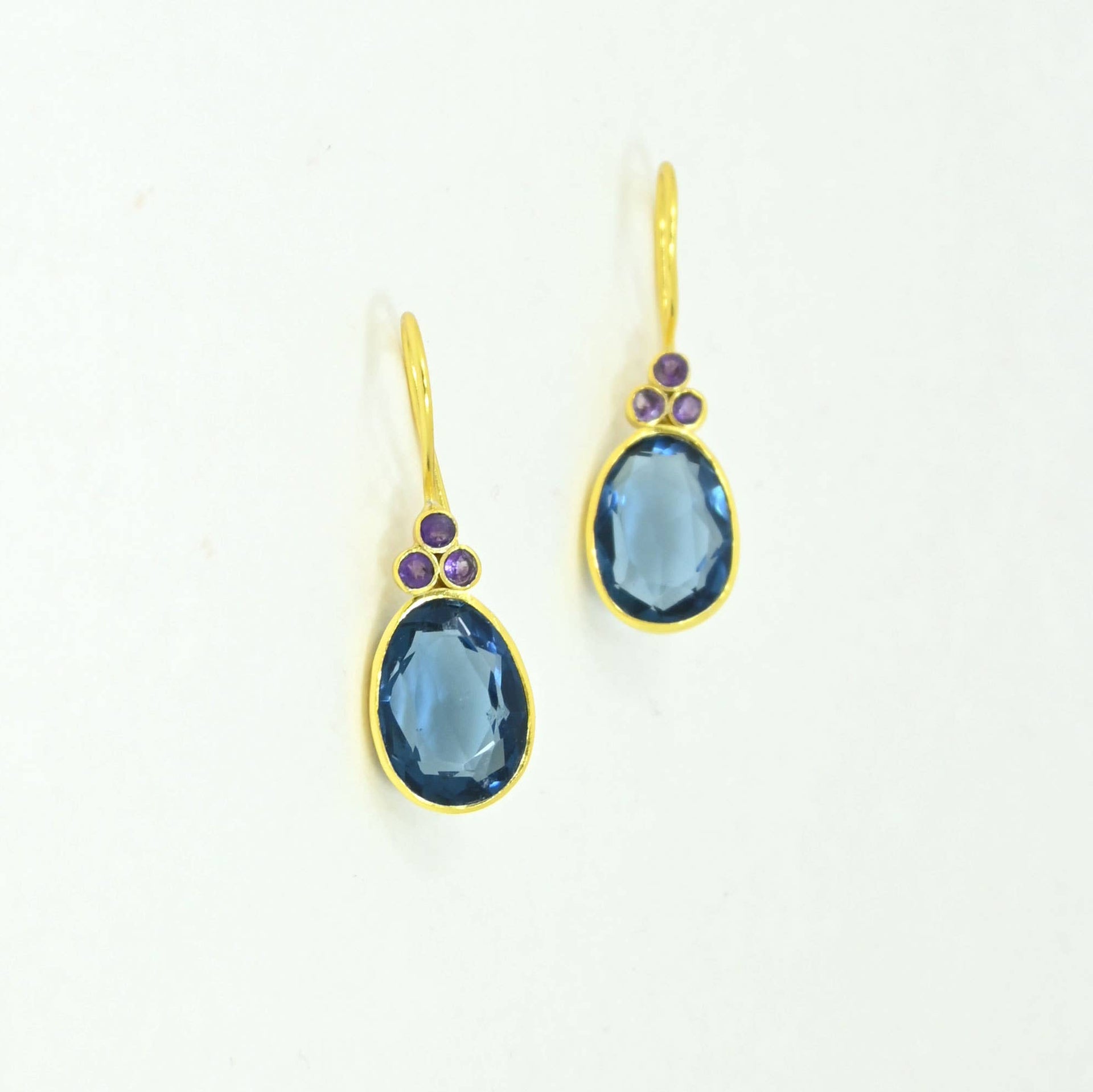 Delilah  Blue Iolite & Amethyst Gold Earring Gold