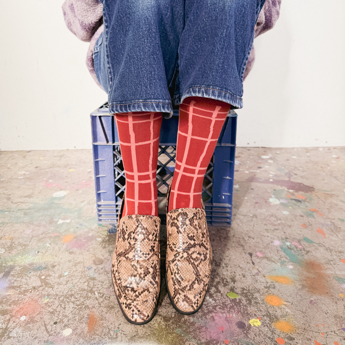 Darby in Brick & Coral Crew Socks
