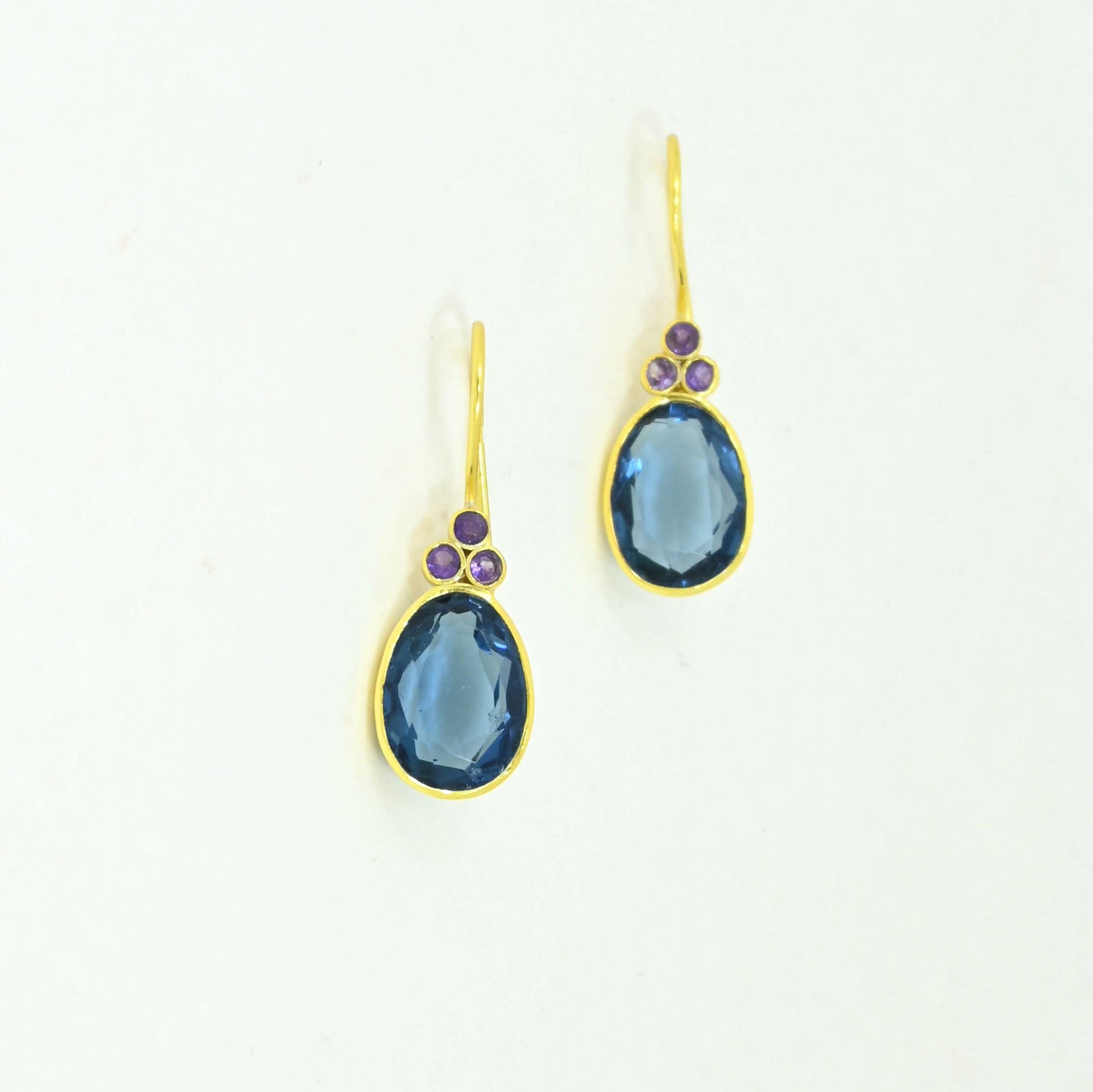 Delilah  Blue Iolite & Amethyst Gold Earring Gold