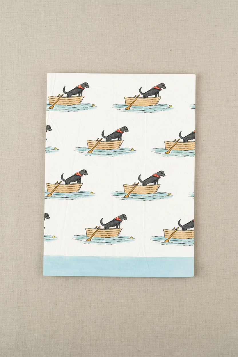 Black Lab in a Boat Tea Towel