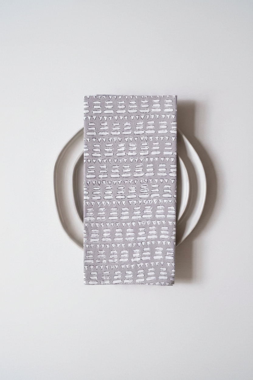 Matta Gray Block Printed Napkins