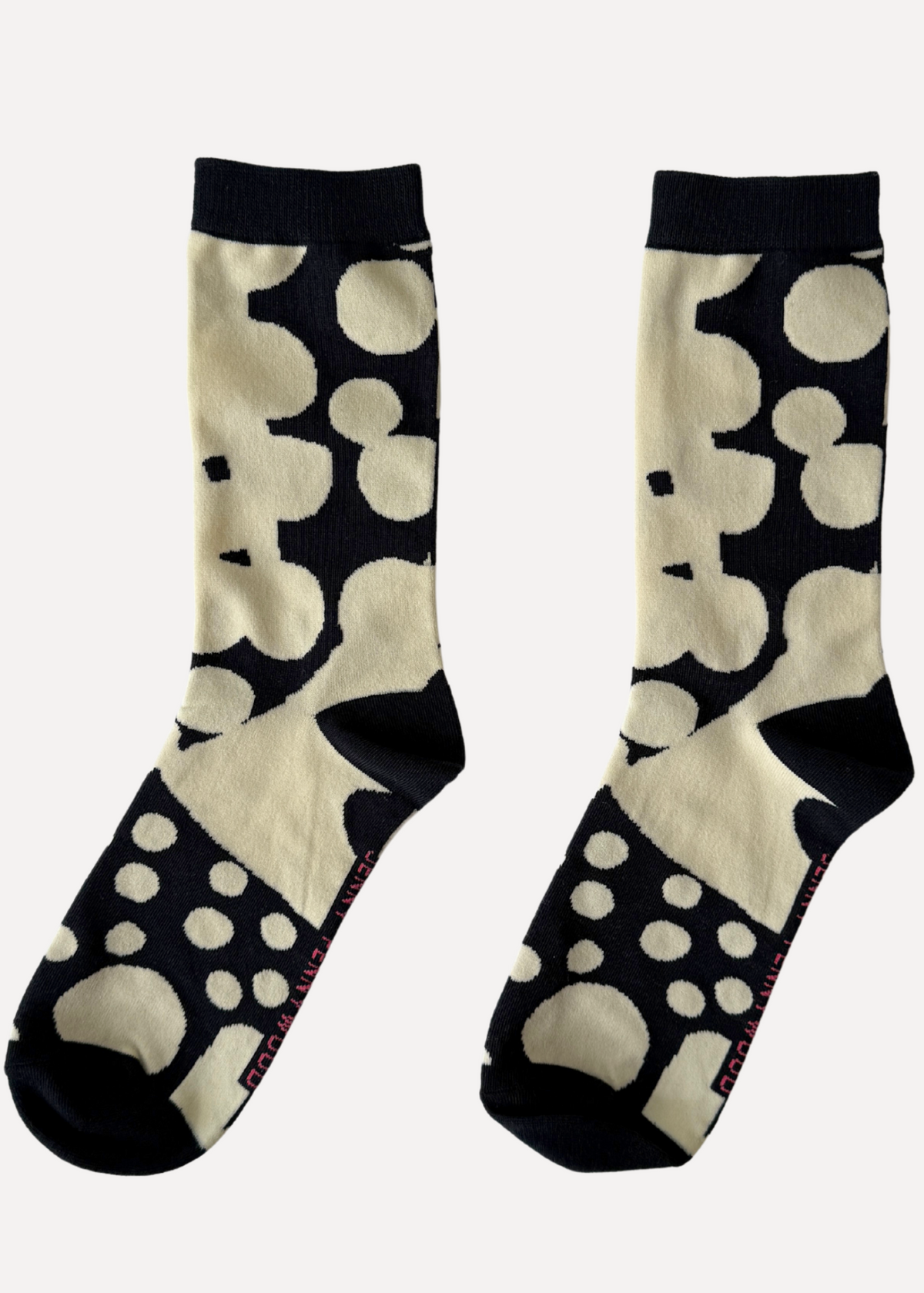 Dottie in Black & Natural Crew Socks