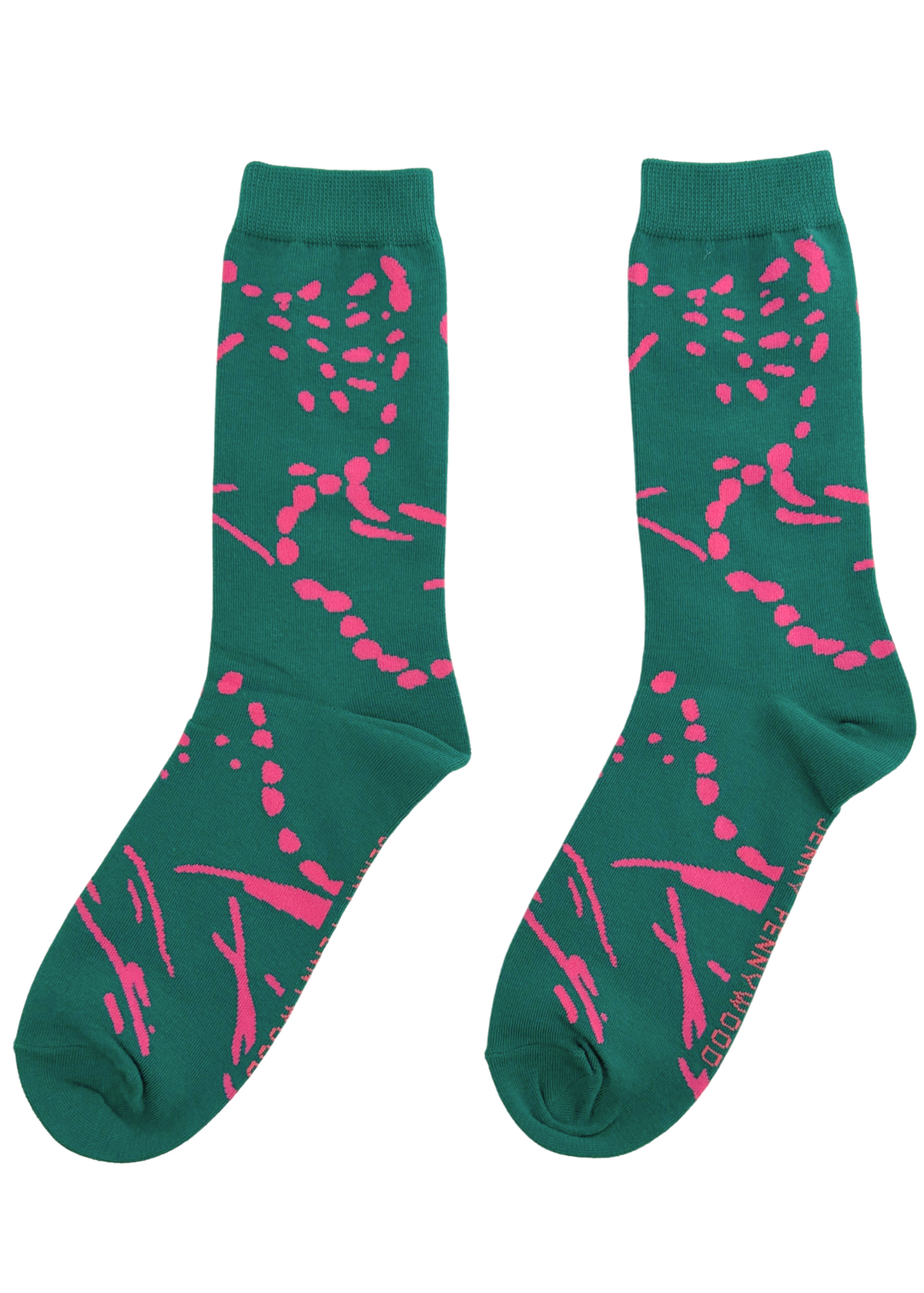 Drape in Emerald & Neon Pink Crew Socks