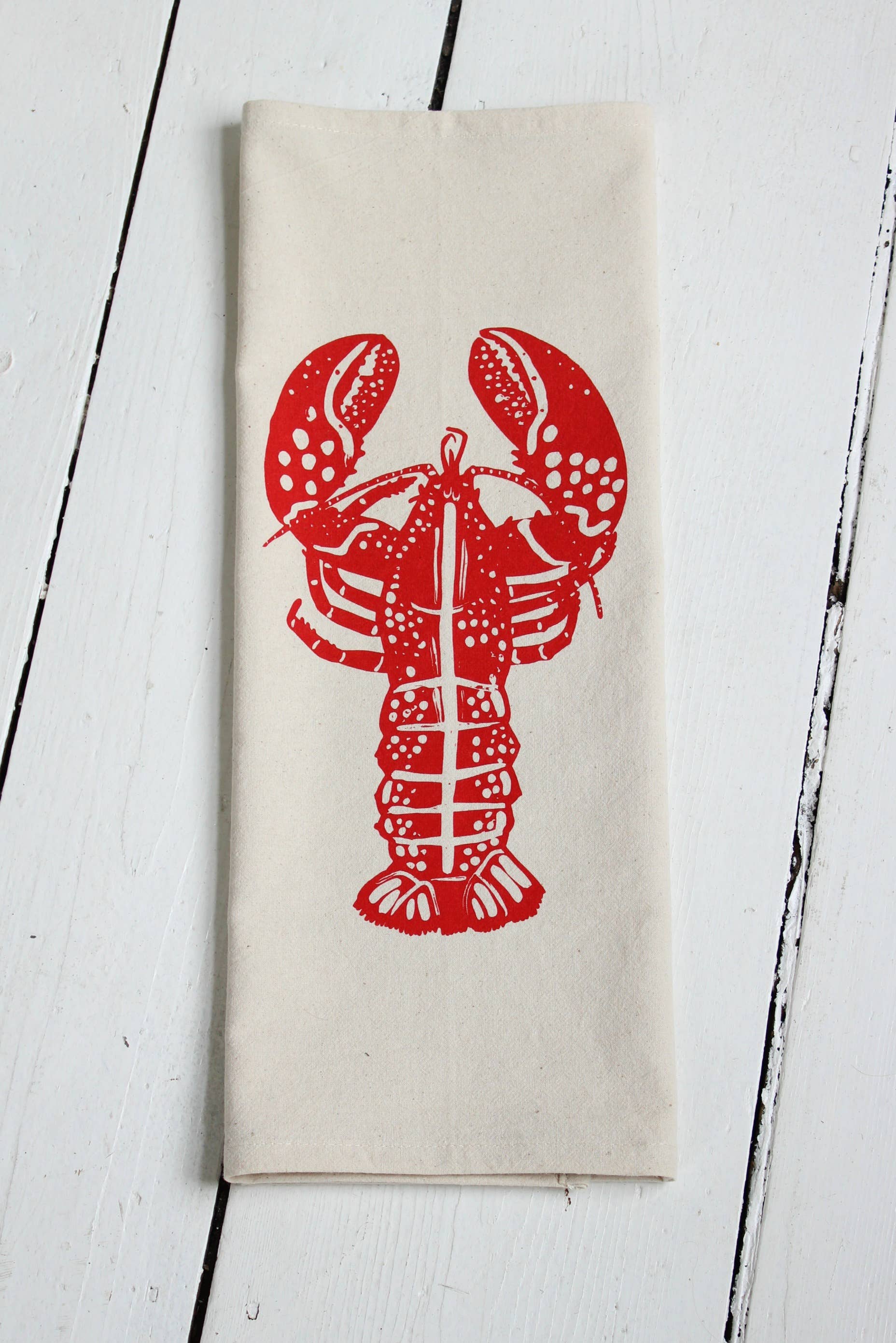 Organic Cotton Red Lobster Tea Towel