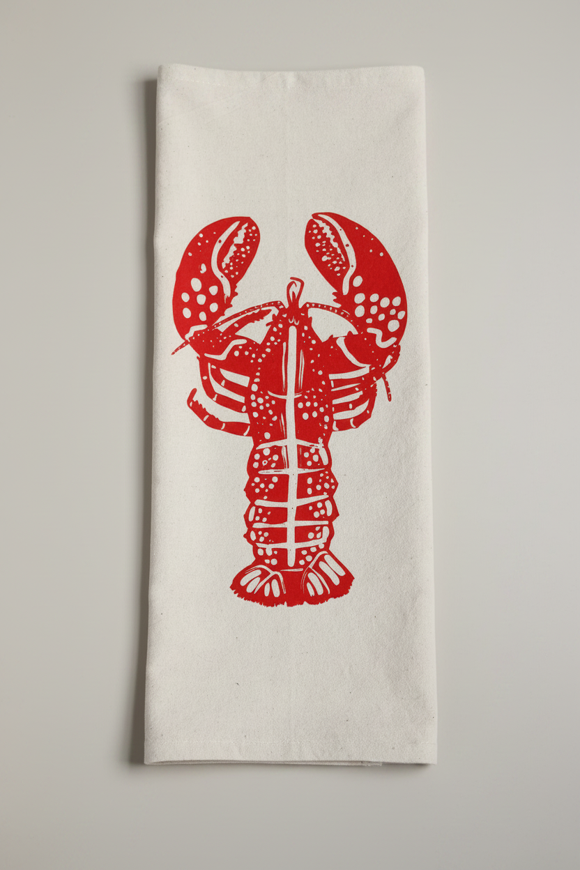 Organic Cotton Red Lobster Tea Towel