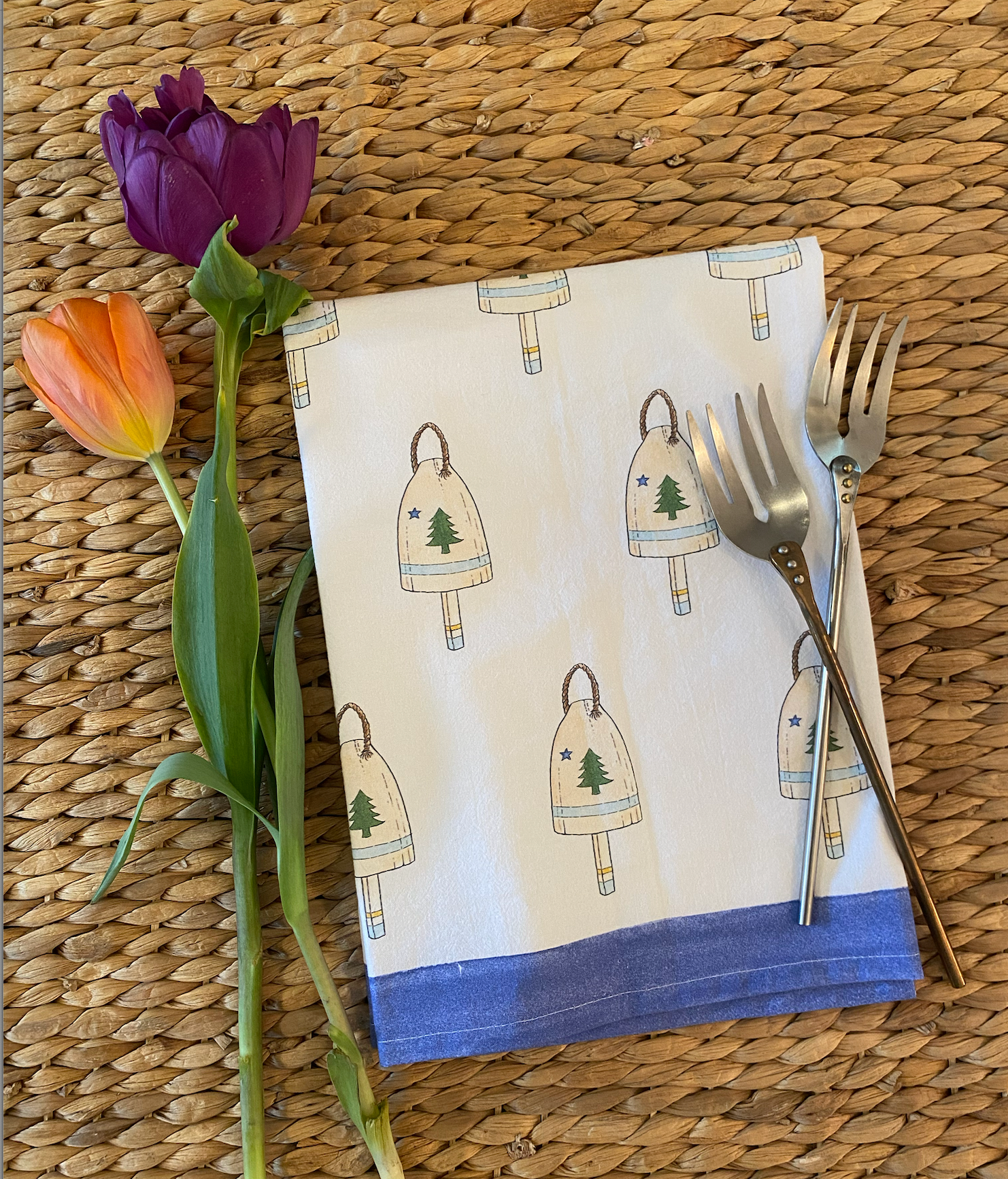 Maine Flag Buoy Tea Towel