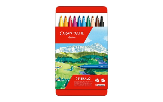 Set of 10 FIBRALO™ Fibre Pen Markers in Metal Box