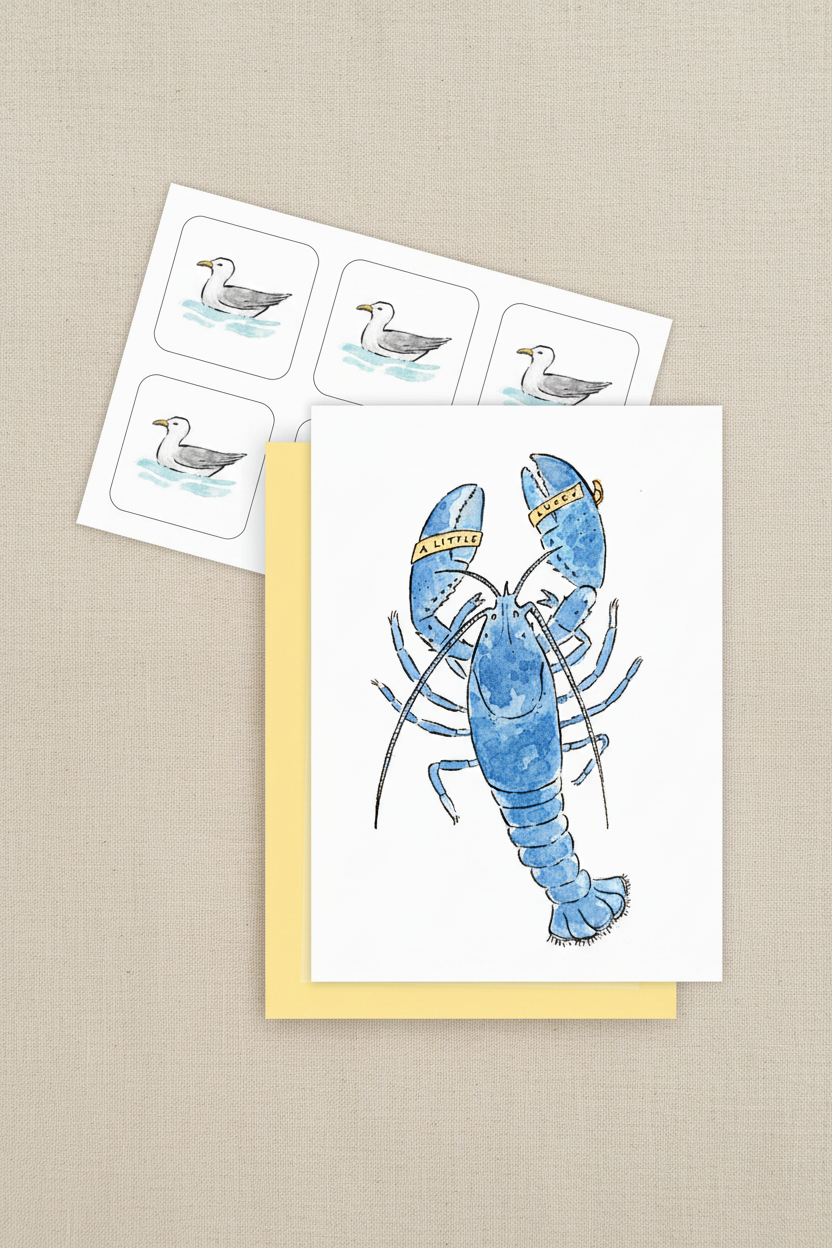 Lucky Blue Lobster Mini Note Cards Set of 6