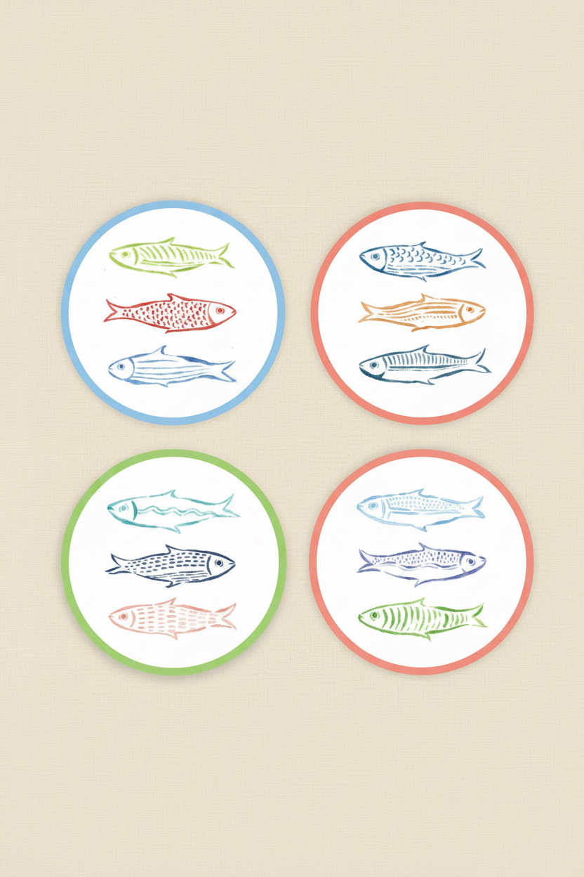 Rainbow Fish Coasters Set of 4