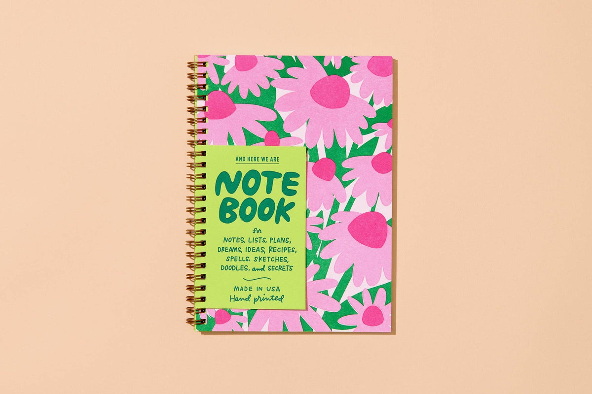 Letterpress A5 Lined Spiral Notebook Coneflower