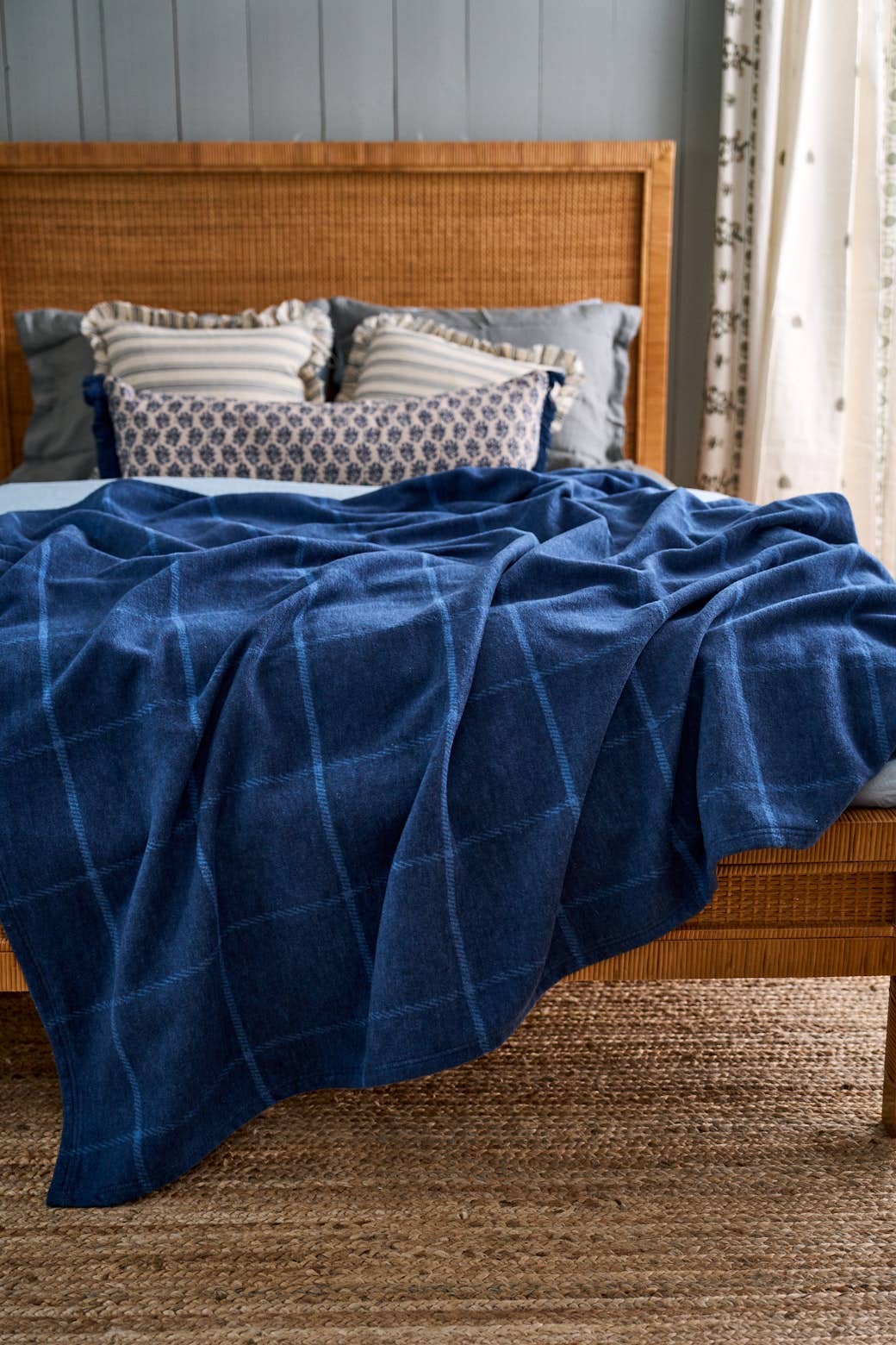Windowpane Navy Lightweight Blanket