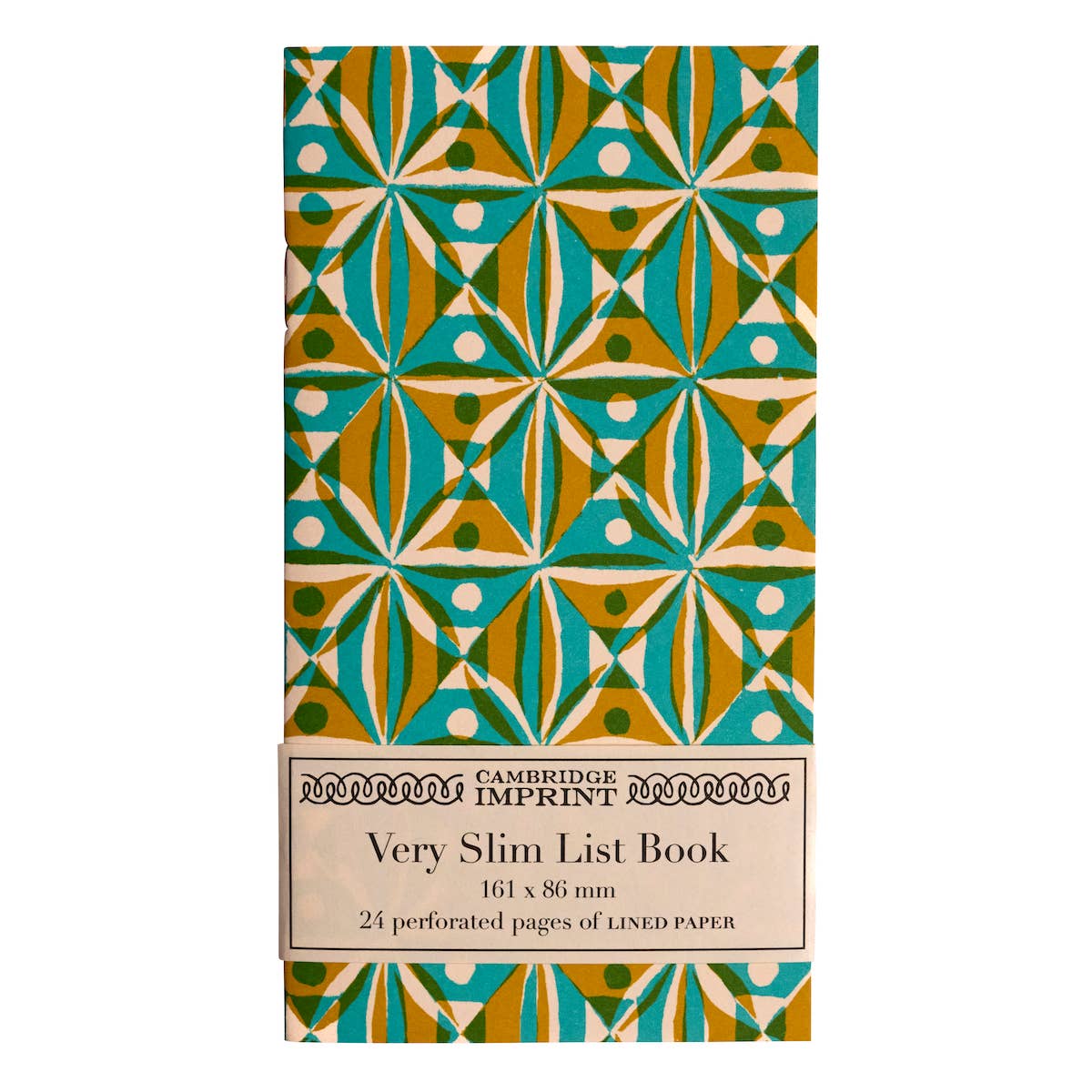 Very Slim List Book Kaleidoscope Yellow and Turquoise