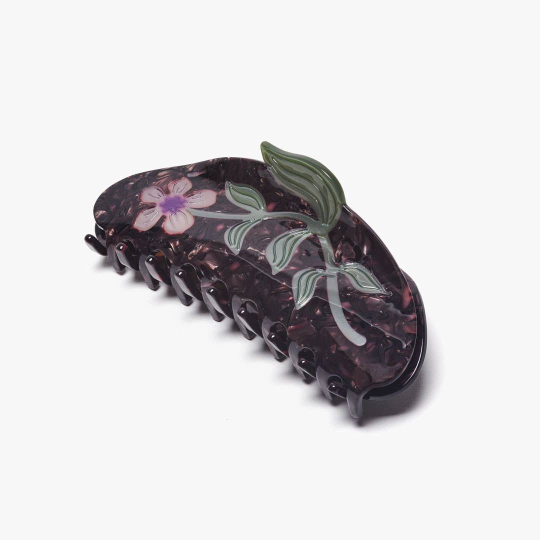 Henbane Long Claw - Acetate Large Purple Flower Hair Clip