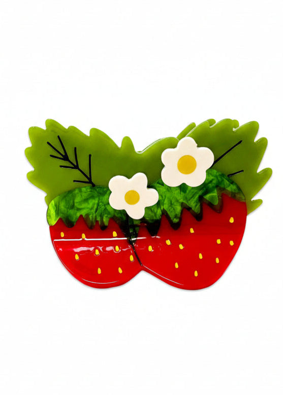 Large Strawberries and Flowers Hair Claw Clip