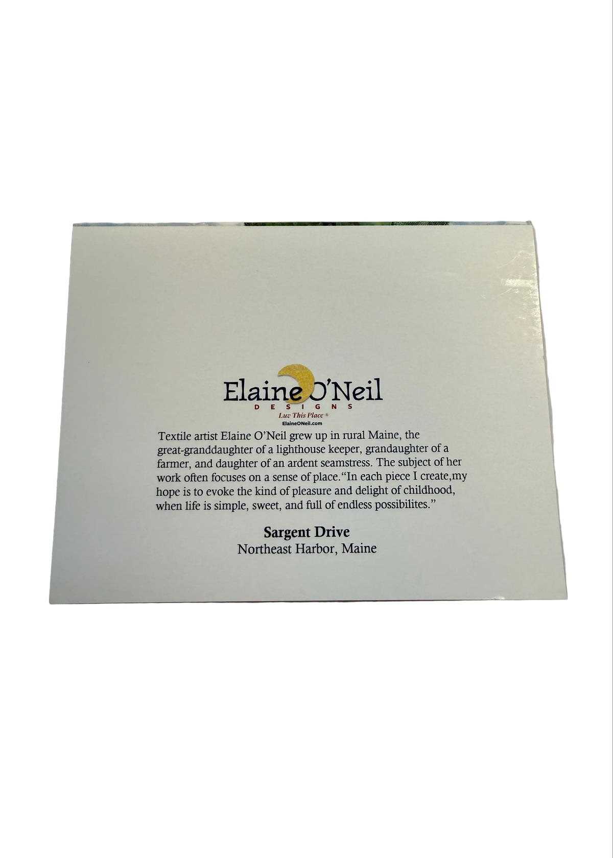 Back side of the "Sargent Drive" Card with artist bio.