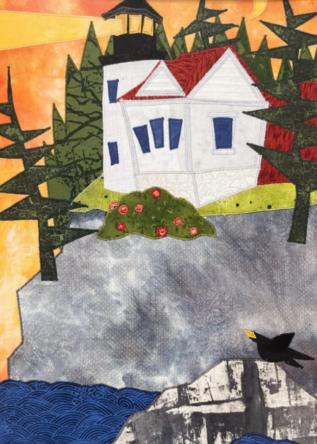 Front of a "Bass Harbor Lighthouse" Card showing the art's detail.