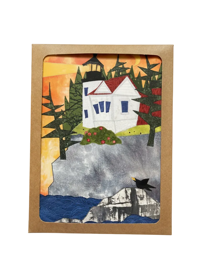 "Bass Harbor Lighthouse" card set in a kraft paper box.