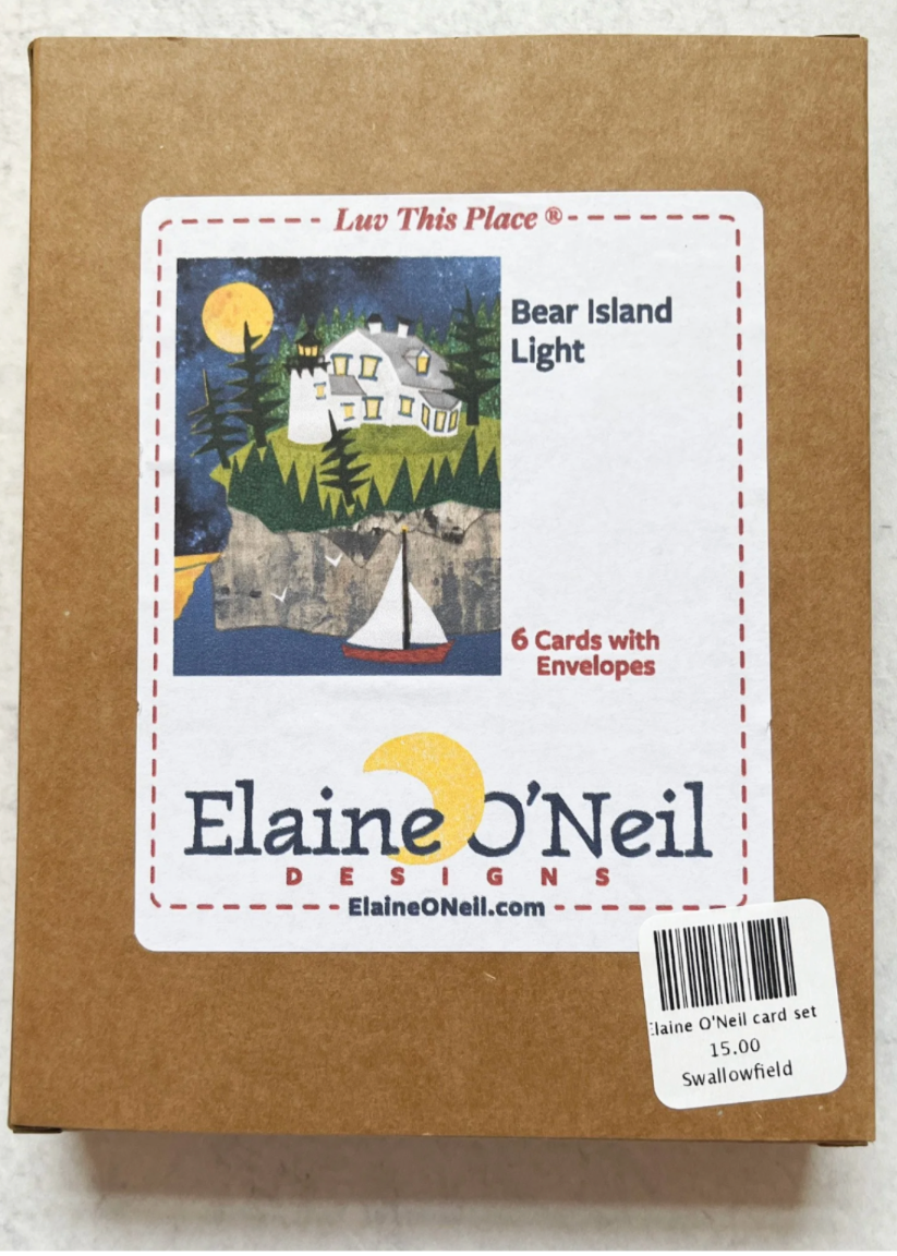 Back of the "Bear Island Light" Card Set box with label. 