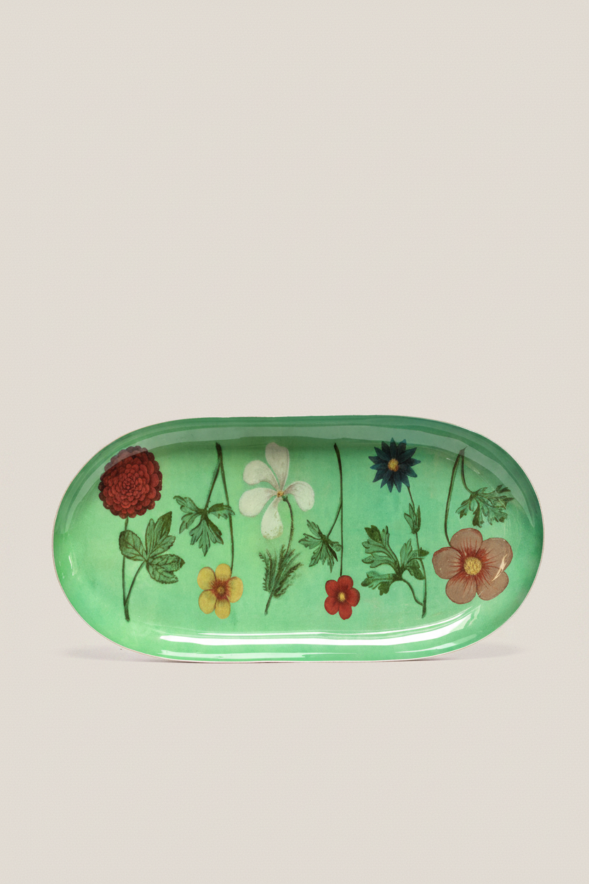 Festival of Flowers Oval Enamel Tray