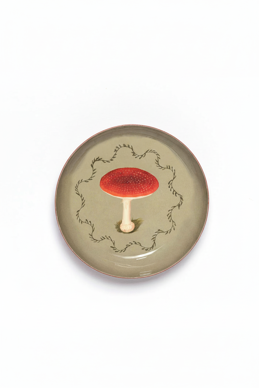 Mushroom Round Enamel Tray