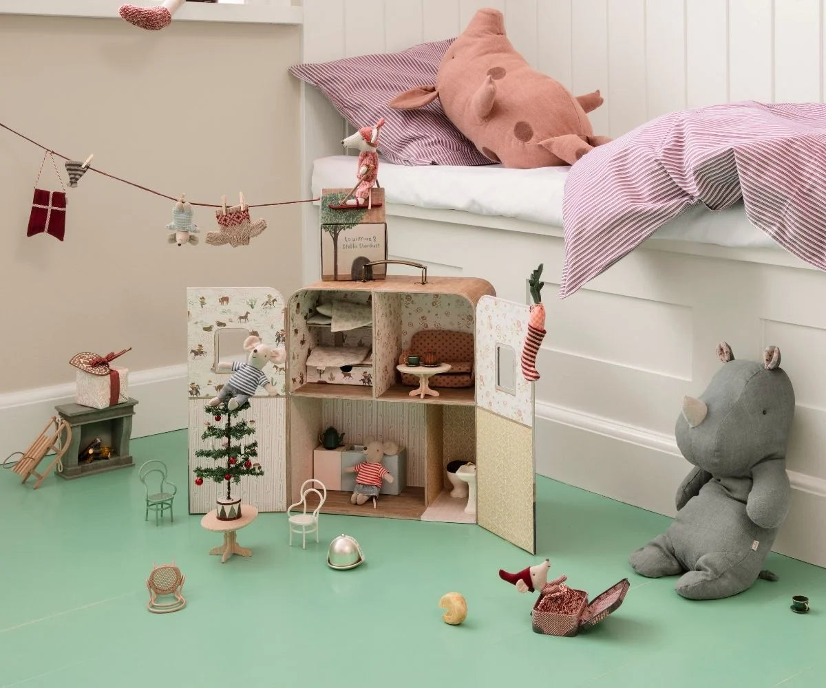 Christmas Mouse Baby in Suitcase