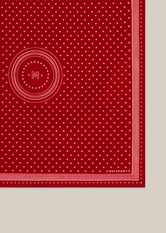 Allegra N'843 Moismont Scarf in Theater red, up close to show detail.