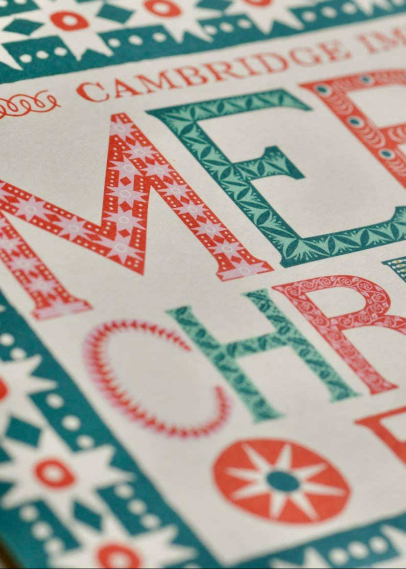 Close up of the Merry Christmas banner to showing design detail.