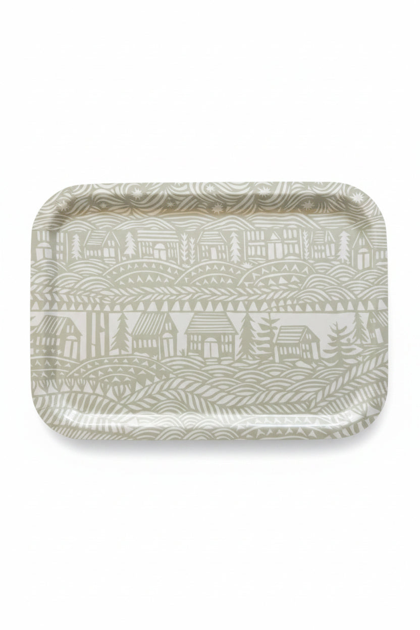 "Connections" serving tray with white background.