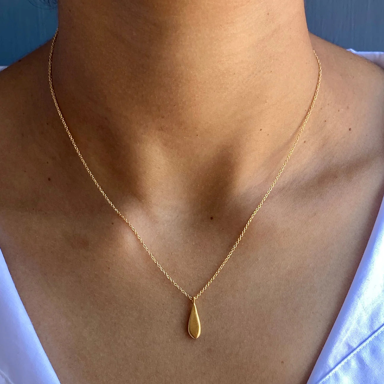 Tiny Drop Charm Necklace