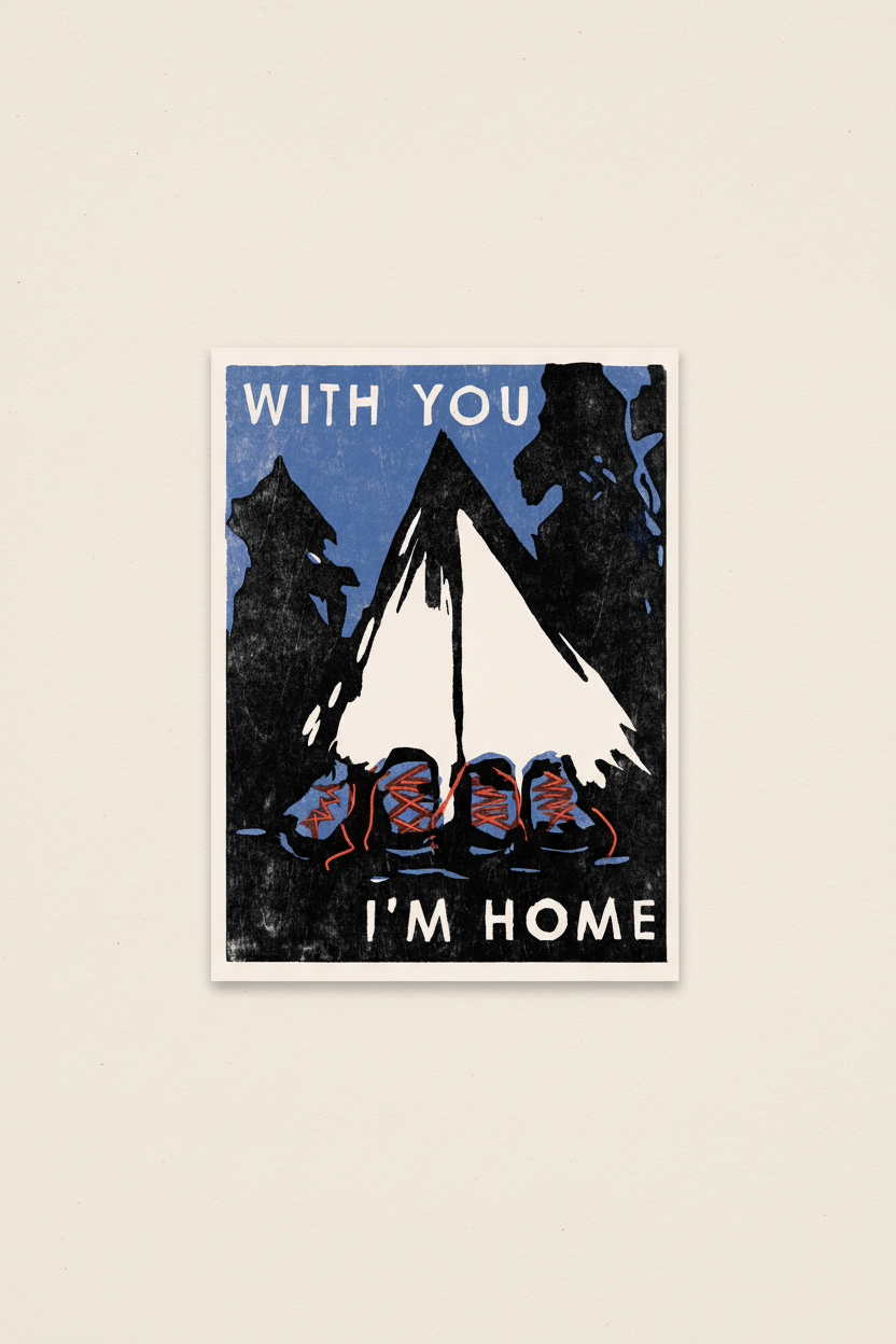 With You I'm Home Indigo Printed Card