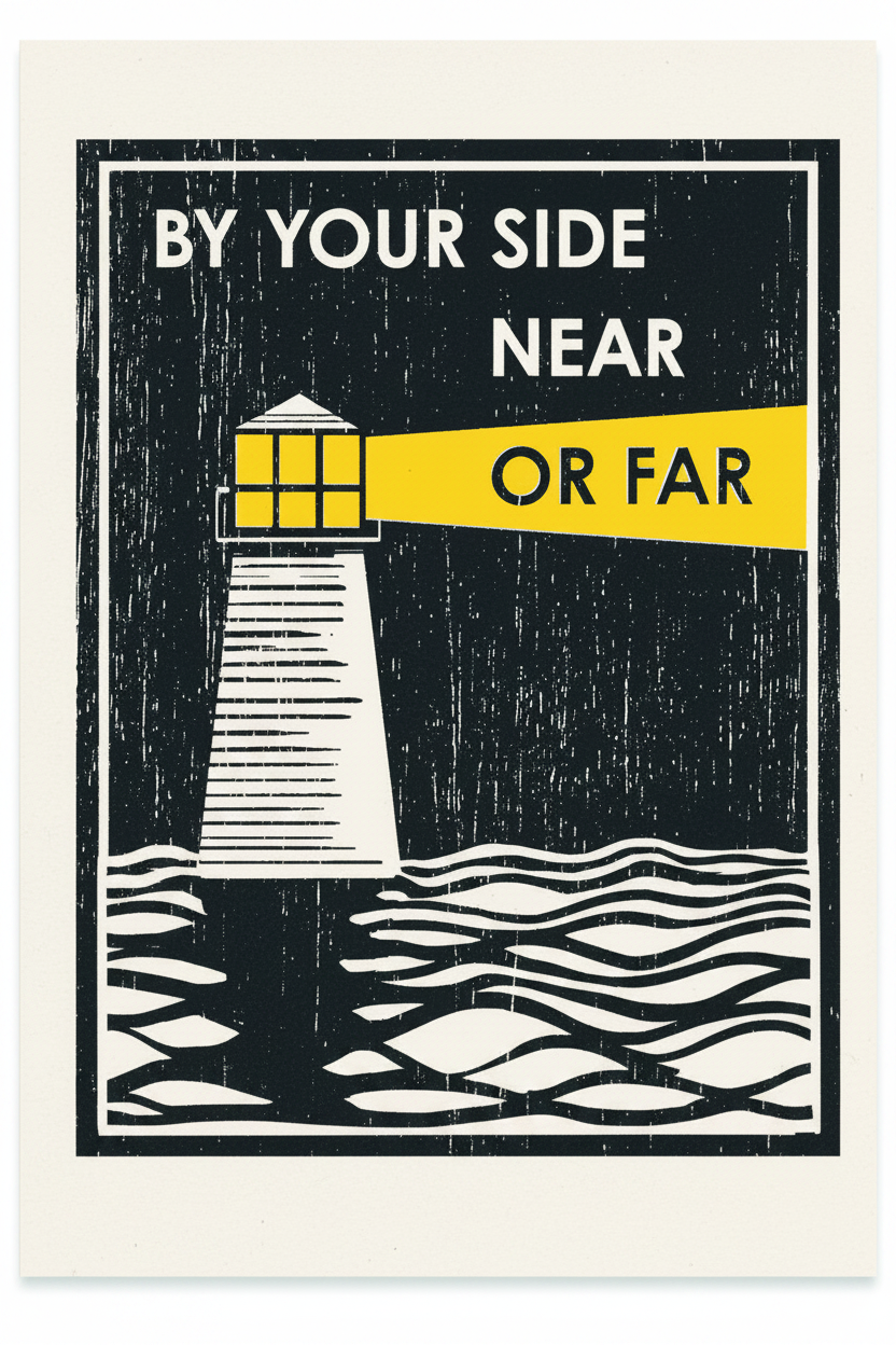 Near Or Far Letterpress Card