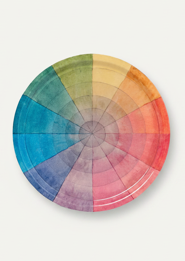Vintage Colour Wheel Large Round Enamel Tray